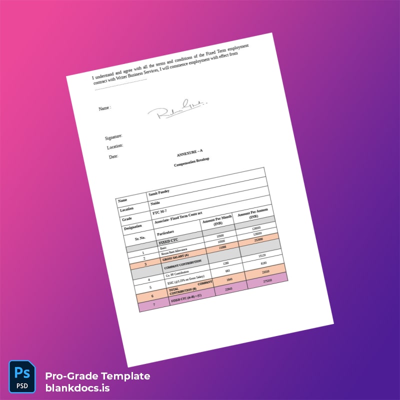 Blank India FTC Employment Verification Letter Template in Word and PDF formats page 4 Document Preview - BlankDocs