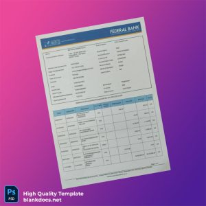 India Federal Bank Bank Statement Template in Word and PDF formats