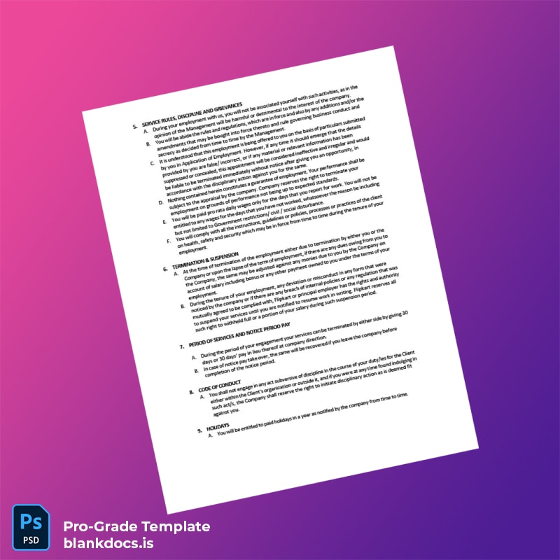 Blank India Flipkart Appointment Letter With Deputation Template in Word and PDF formats page 3 Document Preview - BlankDocs