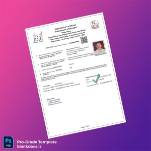 Blank India Food Safety and Standards Authority Registration Certificate Template (Word/PDF) Document Preview - BlankDocs