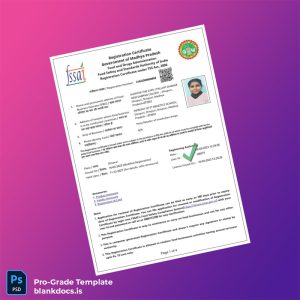 Blank India Food and Drugs Administration Registration Certificate Template (Word/PDF) Document Preview - BlankDocs