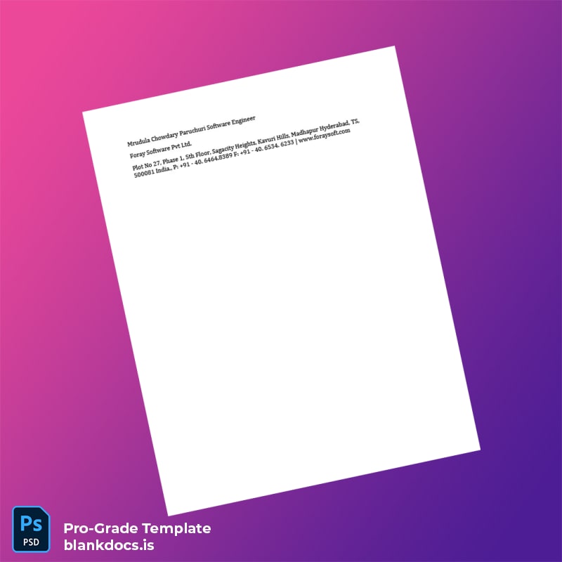 Blank India Foray Software Employment Verification Letter Template in Word and PDF formats page 5 Document Preview - BlankDocs