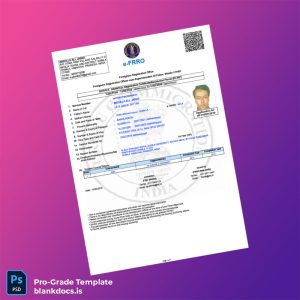Blank India Foreigners Registration Office Registration Certificate Template (Word/PDF) Document Preview