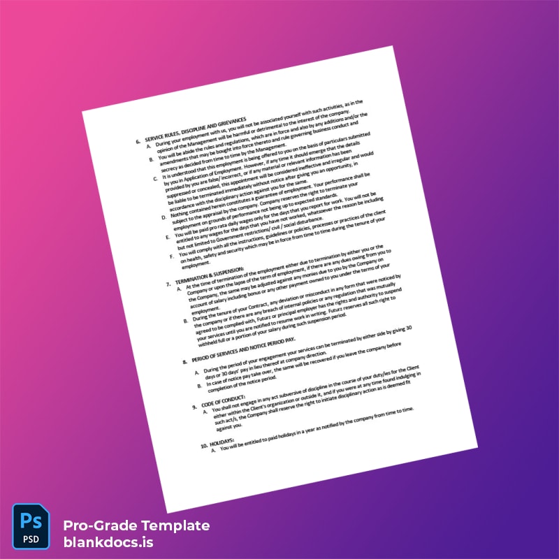 Blank India Futurz Staffing Solutions Pvt Ltd Appointment Letter With Deputation Template in Word and PDF formats page 3 Document Preview - BlankDocs