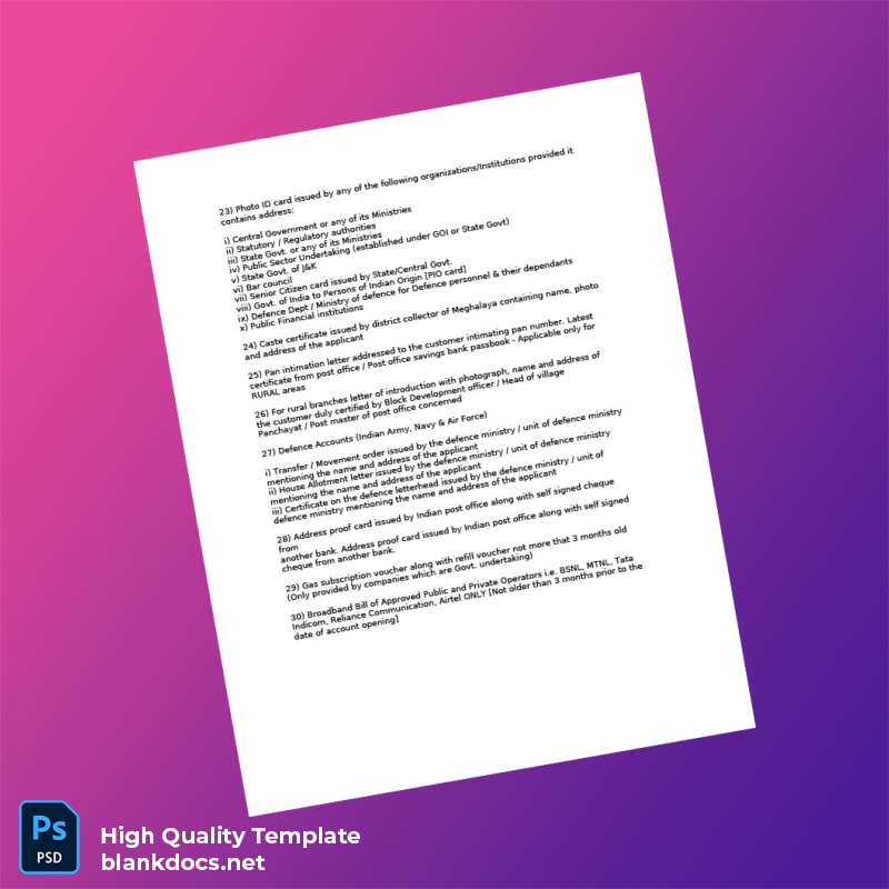 India Government Of India Editable Proof Of Mailing Address Template in Word and PDF formats page 2