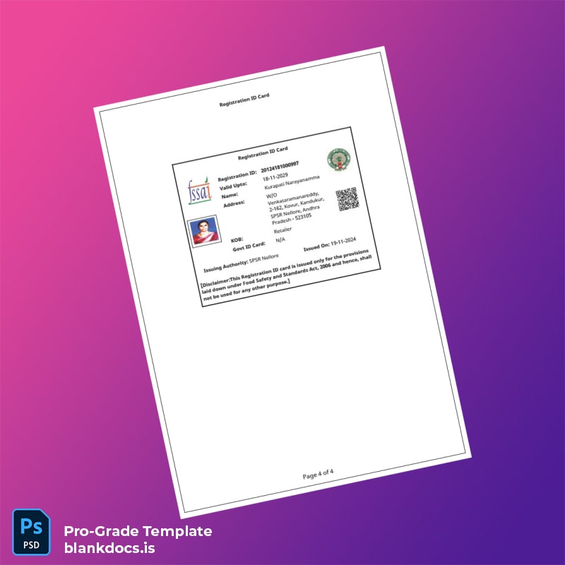 Blank India Government of Andhra Pradesh Registration Certificate Template in Word and PDF formats page 4 Document Preview - BlankDocs