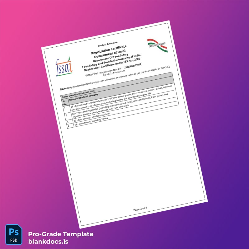 Blank India Government of Delhi Registration Certificate Template in Word and PDF formats page 2 Document Preview - BlankDocs