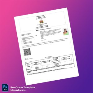 Blank India Government of Karnataka Registration Certificate Template (Word/PDF) Document Preview
