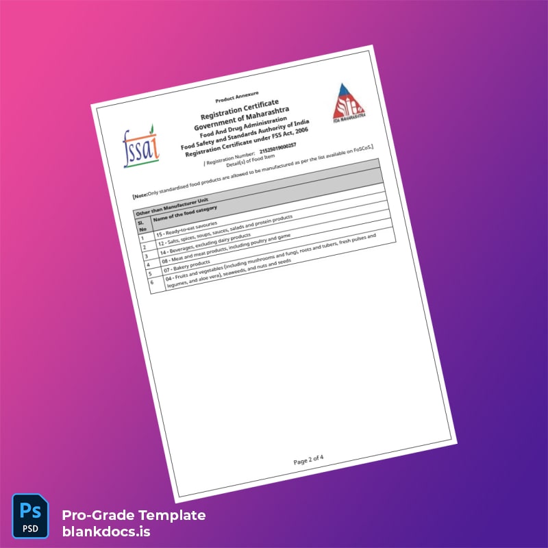 Blank India Government of Maharashtra Registration Certificate Template in Word and PDF formats page 2 Document Preview - BlankDocs