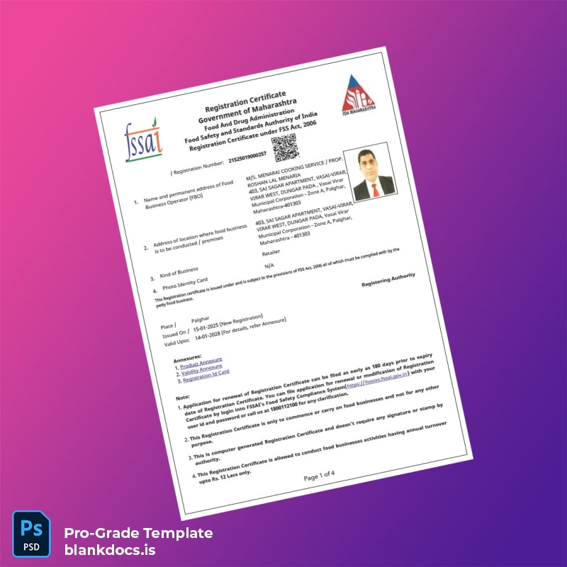 Blank India Government of Maharashtra Registration Certificate Template (Word/PDF) Document Preview - BlankDocs
