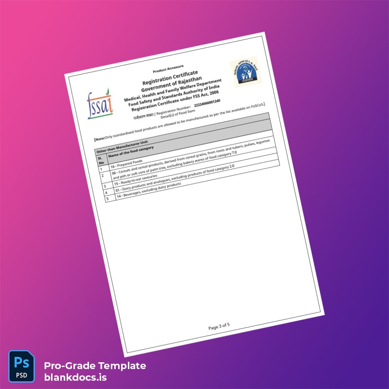 Blank India Government of Rajasthan Registration Certificate Template in Word and PDF formats page 3 Document Preview - BlankDocs