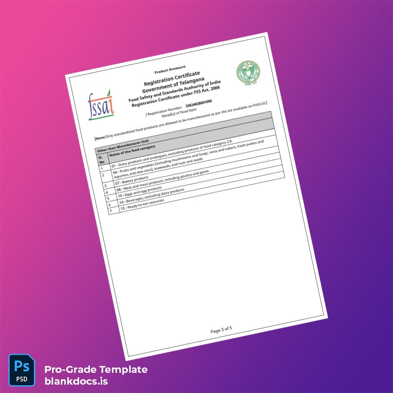 Blank India Government of Telangana Registration Certificate Template in Word and PDF formats page 3 Document Preview - BlankDocs