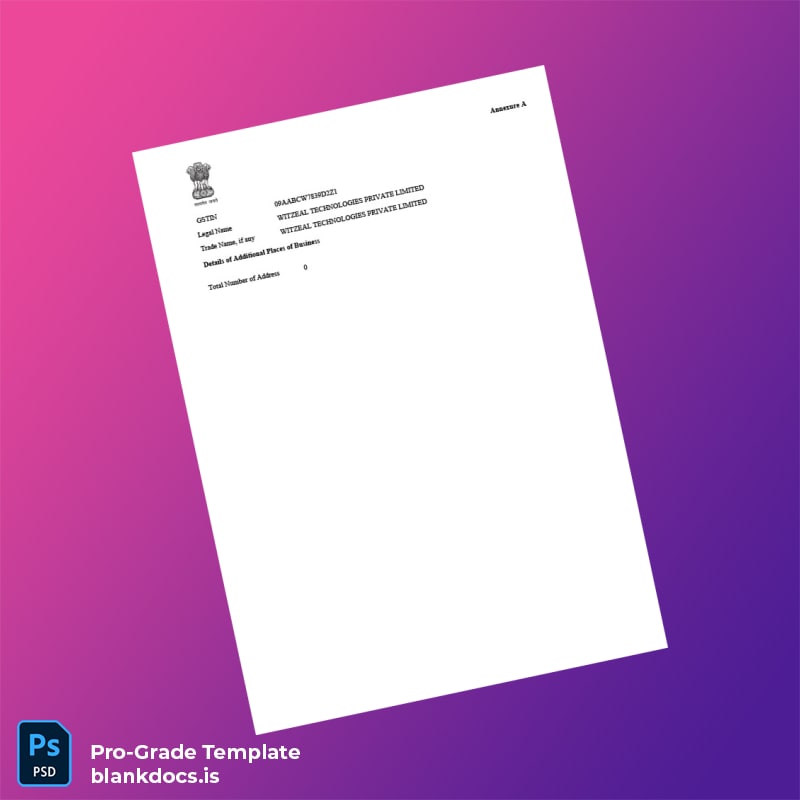 Blank India Government of Uttar Pradesh GST Registration Certificate Template in Word and PDF formats page 2 Document Preview - BlankDocs
