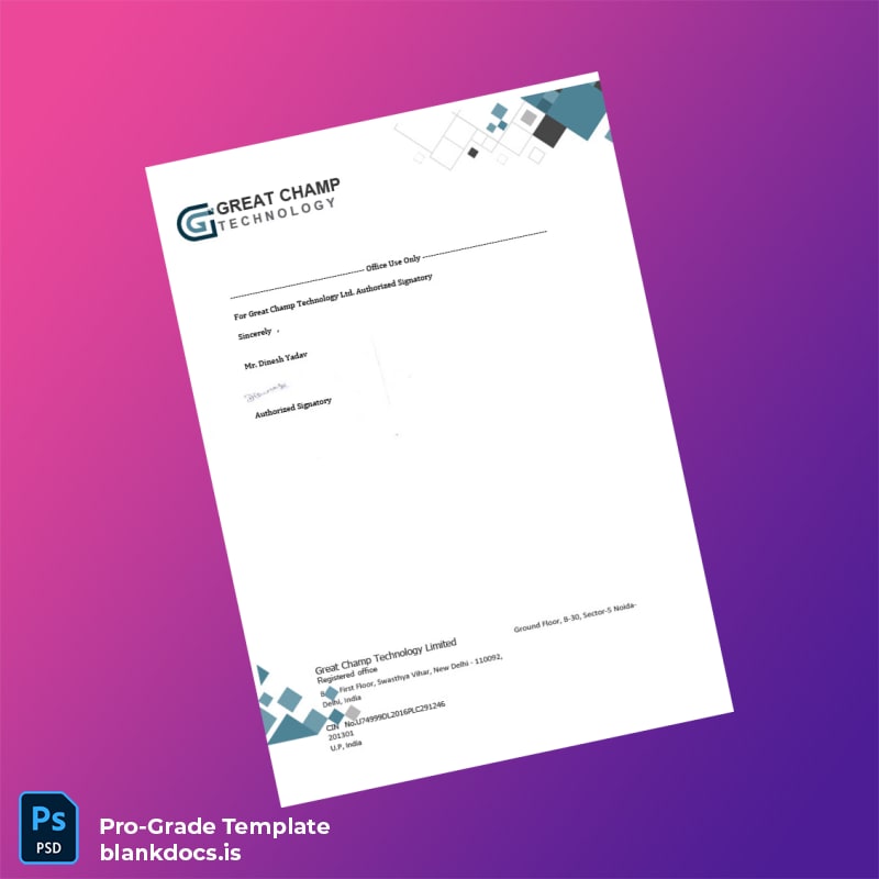 Blank India Great Champ Technology Ltd Employment Offer Letter Template in Word and PDF formats page 3 Document Preview - BlankDocs