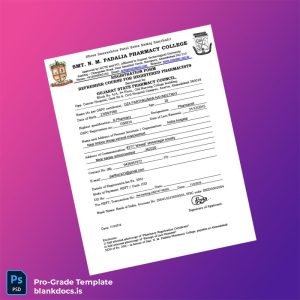 Blank India Gujarat State Pharmacy Council Registration Form Template (Word/PDF) Document Preview - BlankDocs