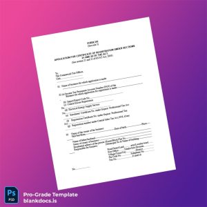 Blank India Gujarat Tax Authority Application for Certificate of Registration Template (Word/PDF) Document Preview