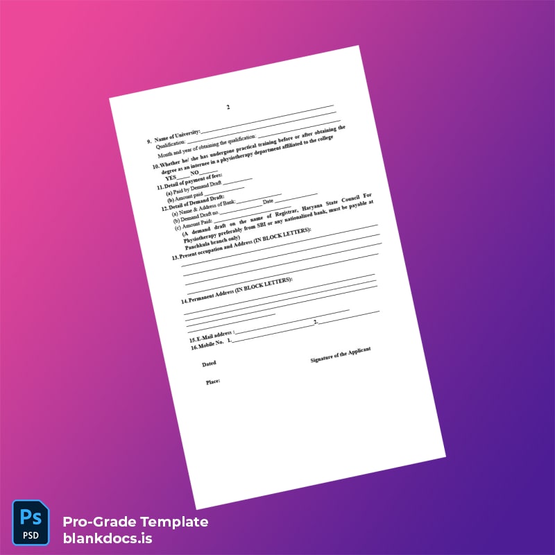 Blank India Haryana State Council Registration Certificate Template in Word and PDF formats page 2 Document Preview - BlankDocs