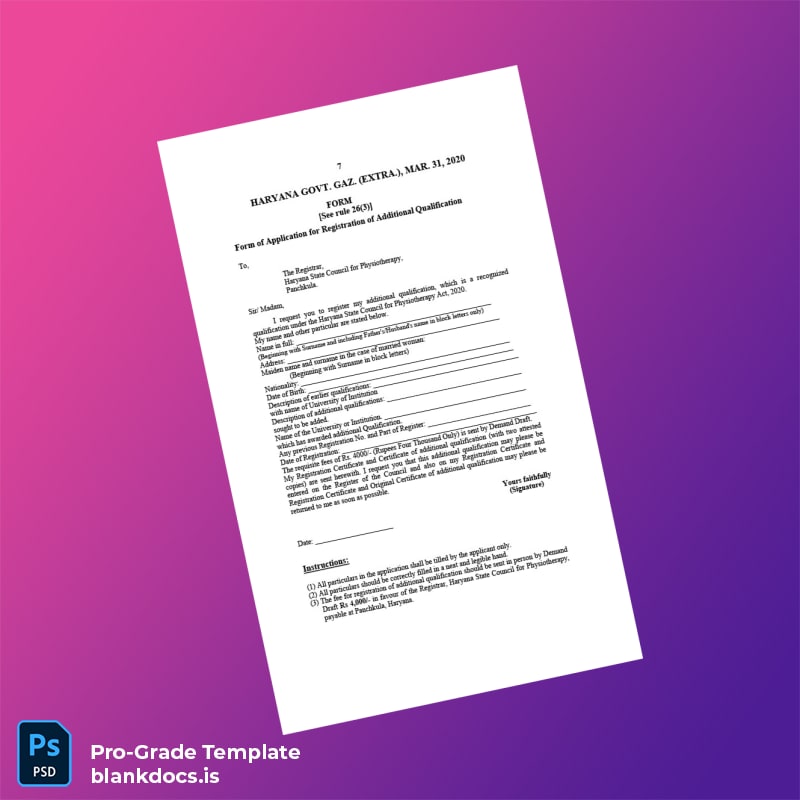 Blank India Haryana State Council Registration Certificate Template in Word and PDF formats page 7 Document Preview - BlankDocs