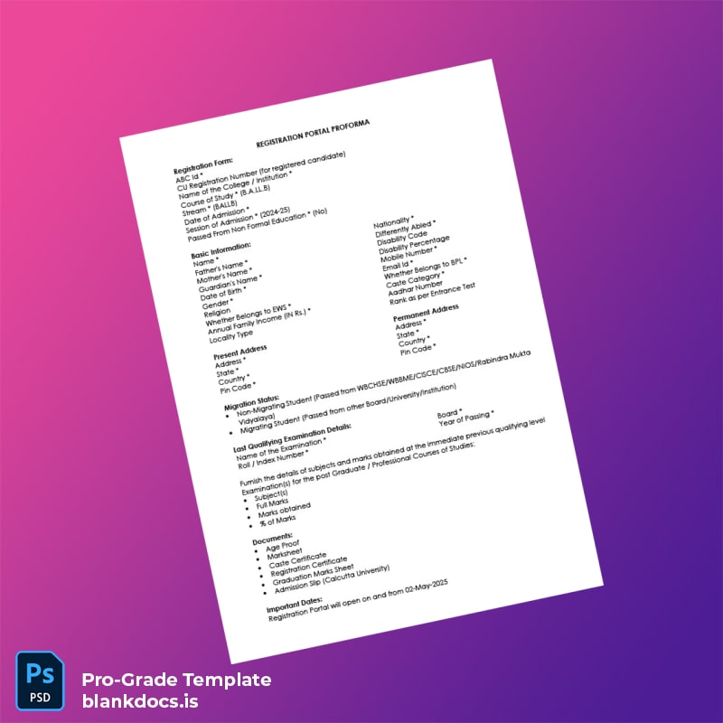 Blank India Heritage Law College Registration Certificate Template in Word and PDF formats page 2 Document Preview - BlankDocs