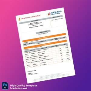 India ICICI Bank Credit Card Statement Template in Word and PDF formats