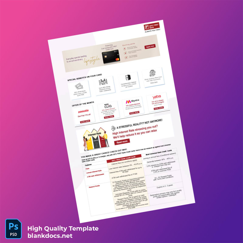 India IDFC FIRST Bank Editable Bank Statement Template in Word and PDF formats page 3