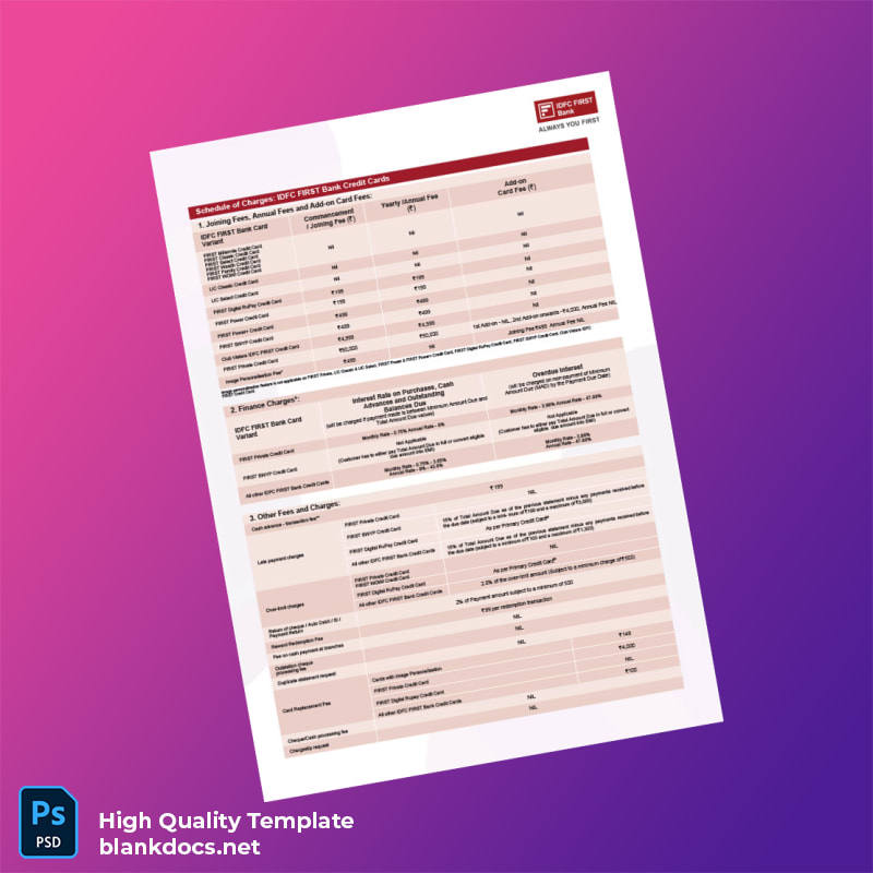 India IDFC FIRST Bank Editable Bank Statement Template in Word and PDF formats page 5