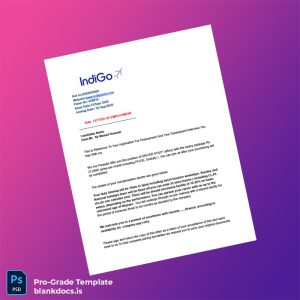 Blank India Indigo Employment Verification Letter Template (Word/PDF) Document Preview - BlankDocs
