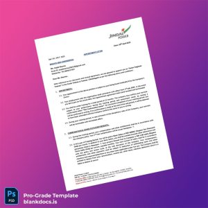 Blank India Jindal Power Ltd Employment Verification Letter Template (Word/PDF) Document Preview - BlankDocs