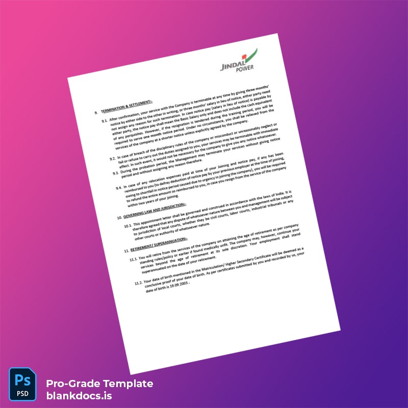 Blank India Jindal Power Ltd Employment Verification Letter Template in Word and PDF formats page 4 Document Preview - BlankDocs