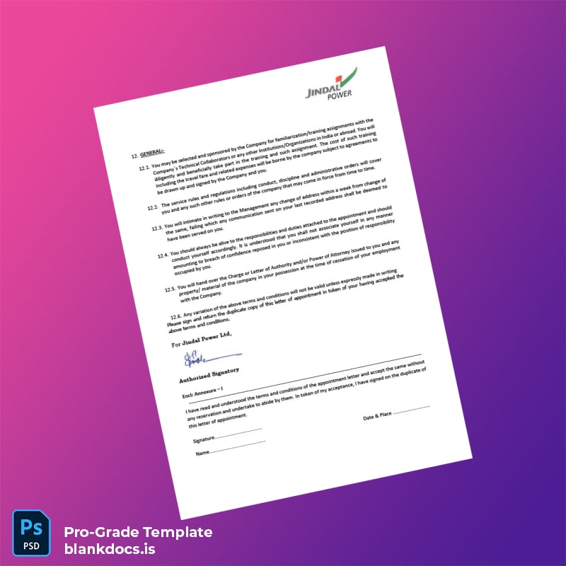 Blank India Jindal Power Ltd Employment Verification Letter Template in Word and PDF formats page 5 Document Preview - BlankDocs