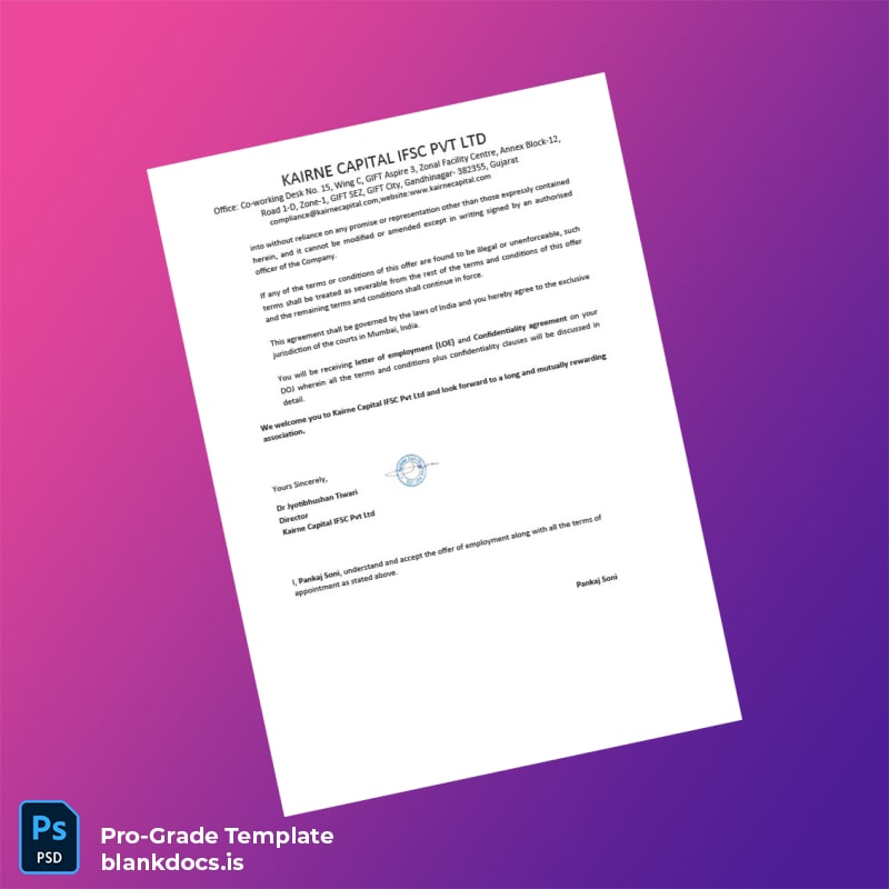 Blank India Karine Capital ISC Pvt Ltd Employment Verification Letter Template in Word and PDF formats page 4 Document Preview - BlankDocs