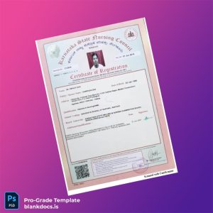 Blank India Karnataka State Nursing Council Registration Certificate Template (Word/PDF) Document Preview - BlankDocs