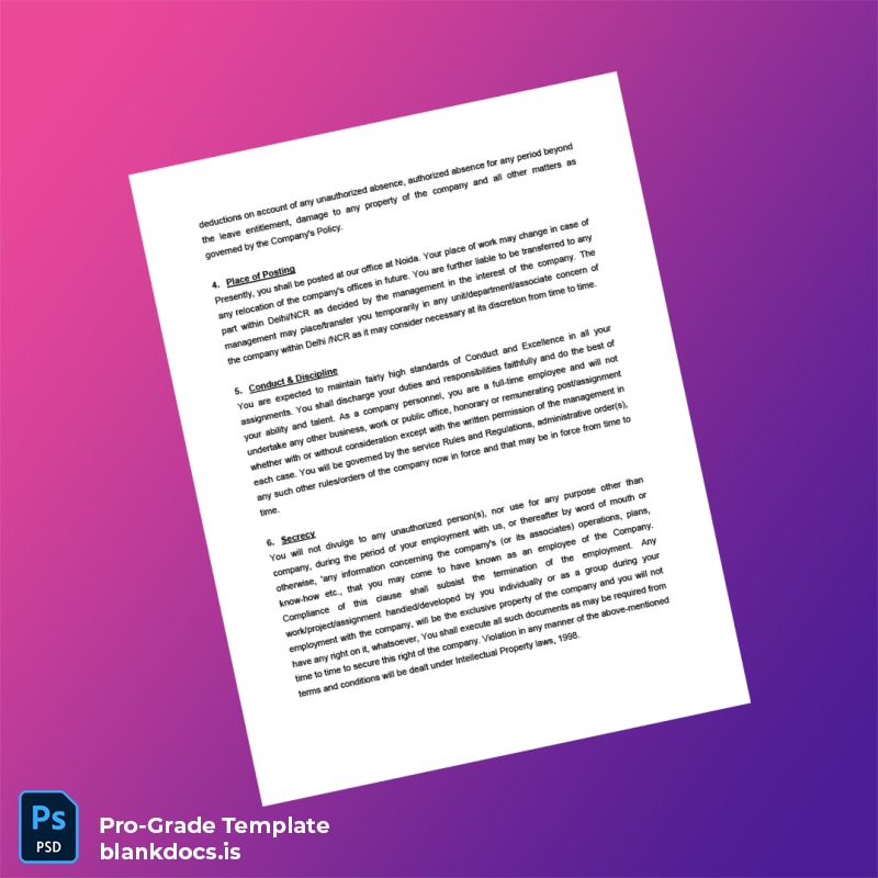 Blank India Kasana Builders Private Limited Appointment Letter Template in Word and PDF formats page 2 Document Preview - BlankDocs