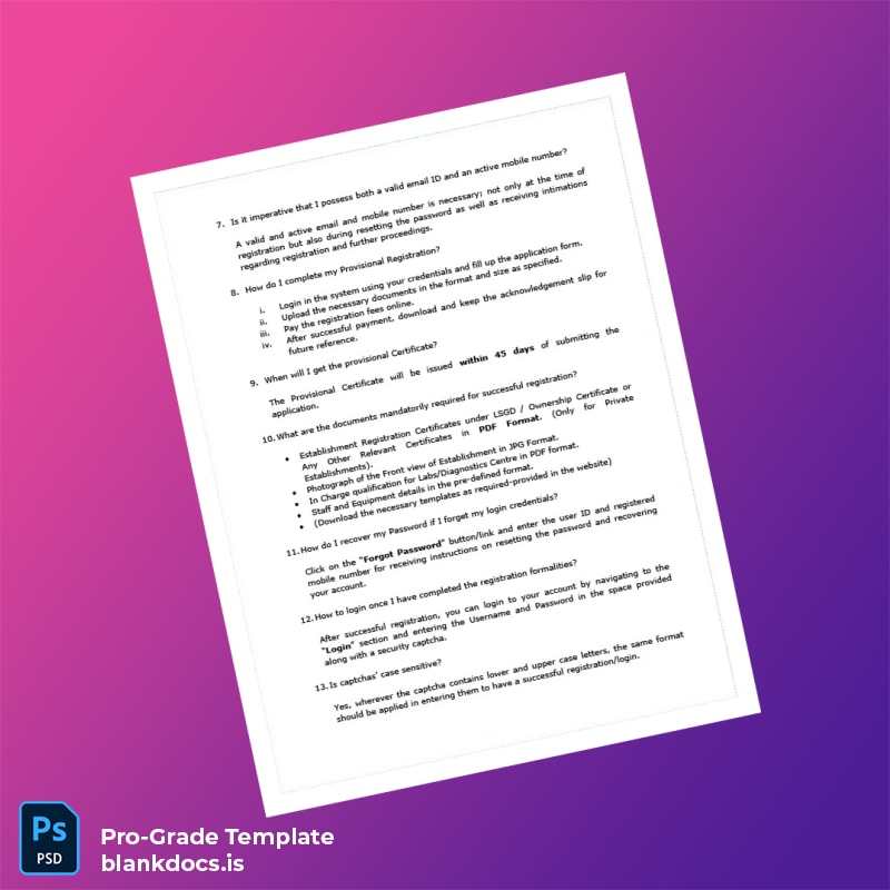 Blank India Kerala Clinical Establishments Registration FAQ Document Template in Word and PDF formats page 2 Document Preview - BlankDocs