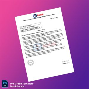 Blank India Kotak Mahindra Bank Employment Verification Letter Template (Word/PDF) Document Preview - BlankDocs