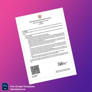 Blank India Maharashtra Real Estate Regulatory Authority Registration Certificate Template (Word/PDF) Document Preview - BlankDocs