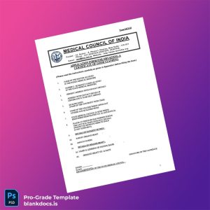 Blank India Medical Council Certificate of Good Standing Template (Word/PDF) Document Preview - BlankDocs