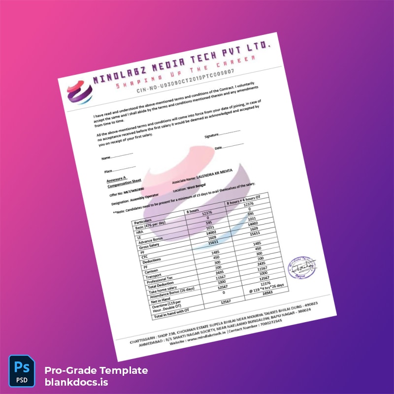 Blank India Mindlabz Media Tech Pvt Ltd Employment Verification Letter Template in Word and PDF formats page 5 Document Preview - BlankDocs