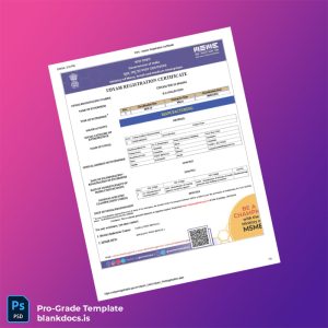 Blank India Ministry of Commerce Udyam Registration Certificate Template (Word/PDF) Document Preview - BlankDocs
