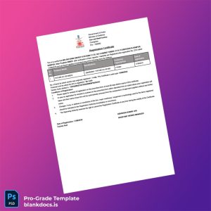 Blank India Ministry of Defence Registration Certificate Template (Word/PDF) Document Preview