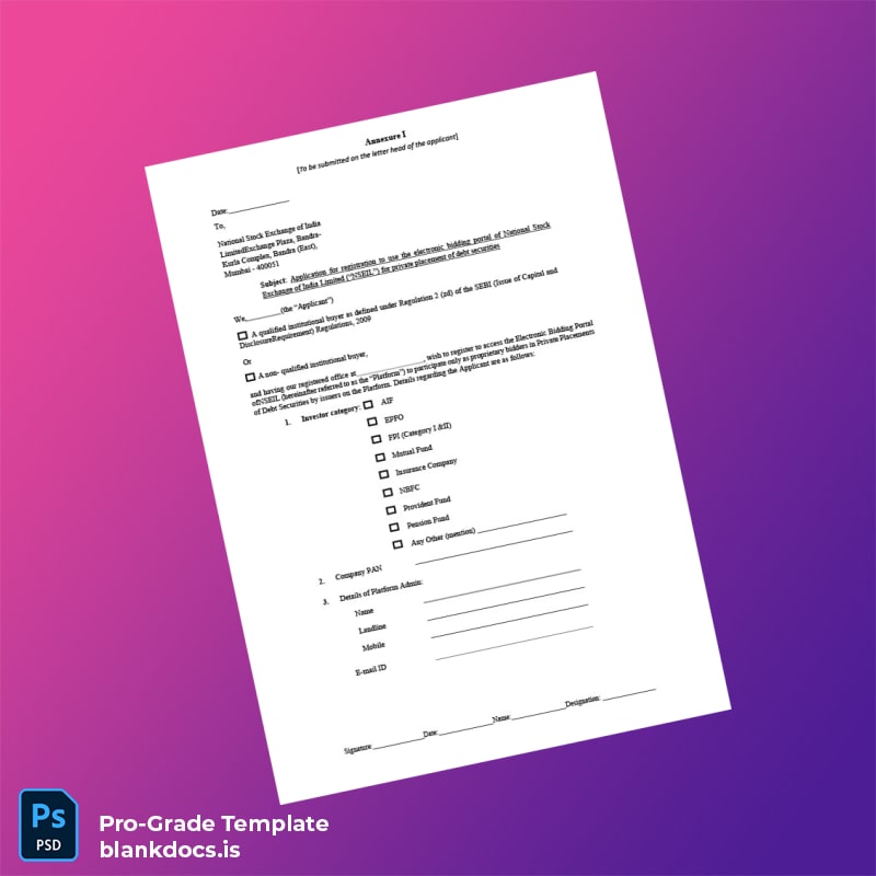 Blank India National Stock Exchange Investor Registration Checklist Template in Word and PDF formats page 2 Document Preview - BlankDocs