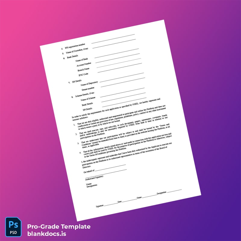 Blank India National Stock Exchange Investor Registration Checklist Template in Word and PDF formats page 3 Document Preview - BlankDocs