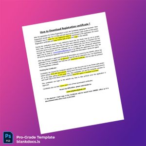 Blank India ONMRC Registration Certificate Template (Word/PDF) Document Preview