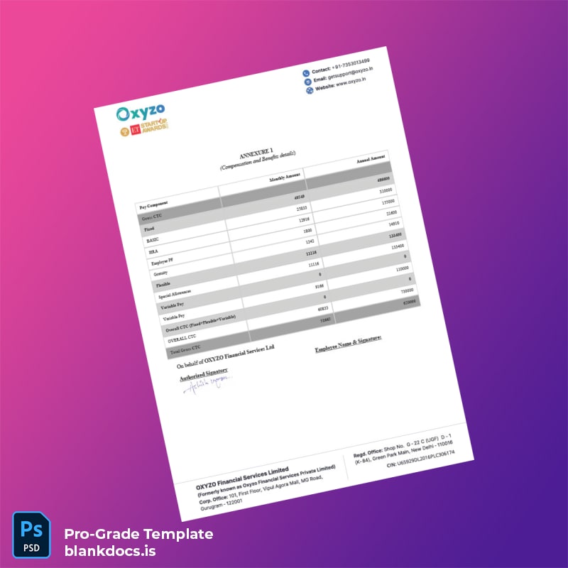 Blank India OXYZO Employment Verification Letter Template in Word and PDF formats page 5 Document Preview - BlankDocs