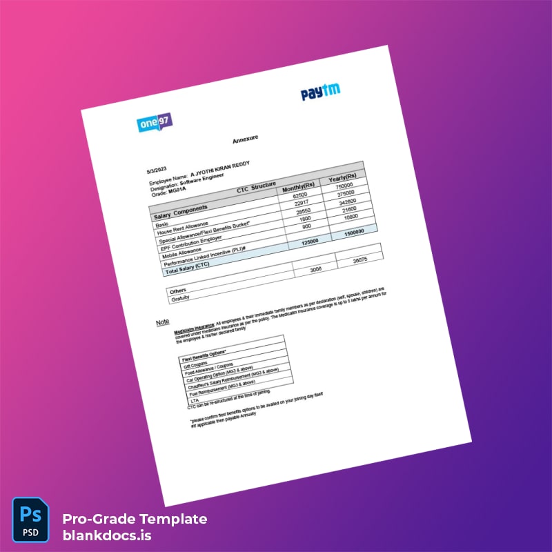 Blank India One97 Communications Limited Employment Verification Letter Template in Word and PDF formats page 3 Document Preview - BlankDocs