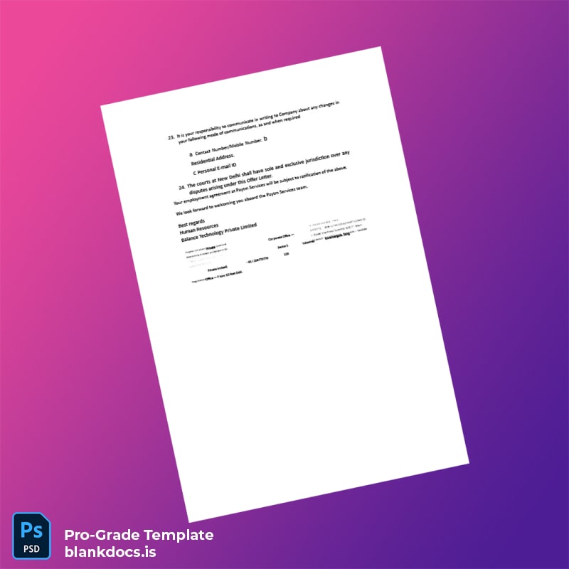 Blank India Paytm Employment Verification Letter Template in Word and PDF formats page 5 Document Preview - BlankDocs