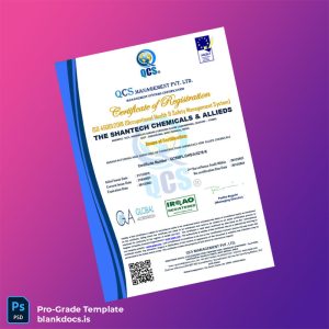 Blank India QCS Management Pvt Ltd Certificate of Registration Template (Word/PDF) Document Preview - BlankDocs
