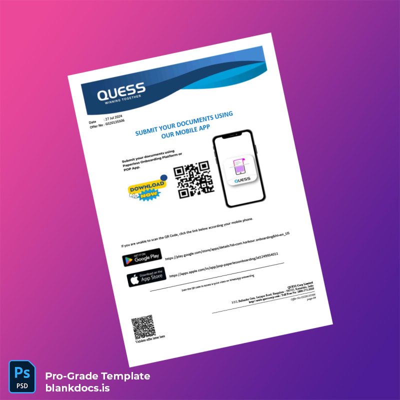 Blank India QUES Employment Verification Letter Template in Word and PDF formats page 4 Document Preview - BlankDocs