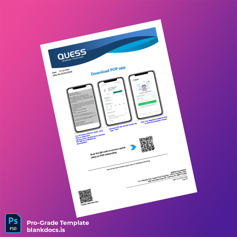 Blank India QUES Employment Verification Letter Template in Word and PDF formats page 5 Document Preview - BlankDocs