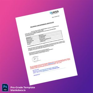 Blank India Quess General Staffing Experience Certificate Template (Word/PDF) Document Preview - BlankDocs